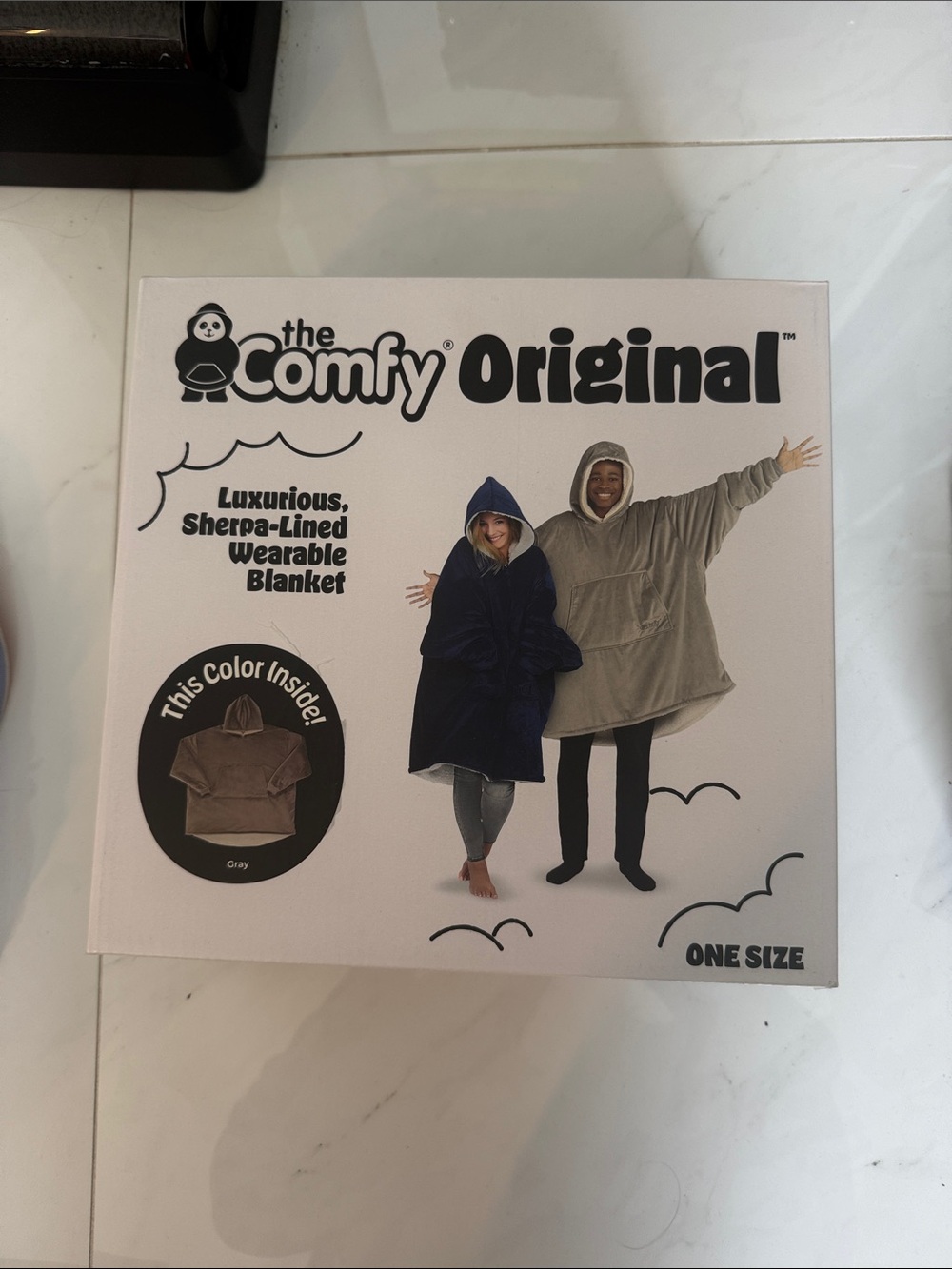 The Comfy Original Sherpa-Lined Wearable Blanket - Navy & Gray